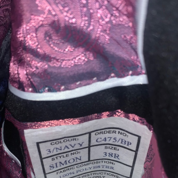 Velvet Navy Tux Lapel Jacquard Blazer (2018) - Picture 3 of 4